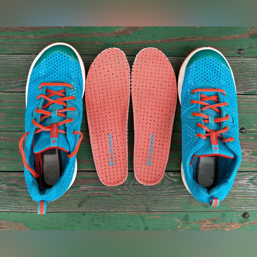 Columbia Womens 7.5 Drainmaker II Trail Water Sneakers Blue Orange Mesh Shoes - Picture 5 of 15